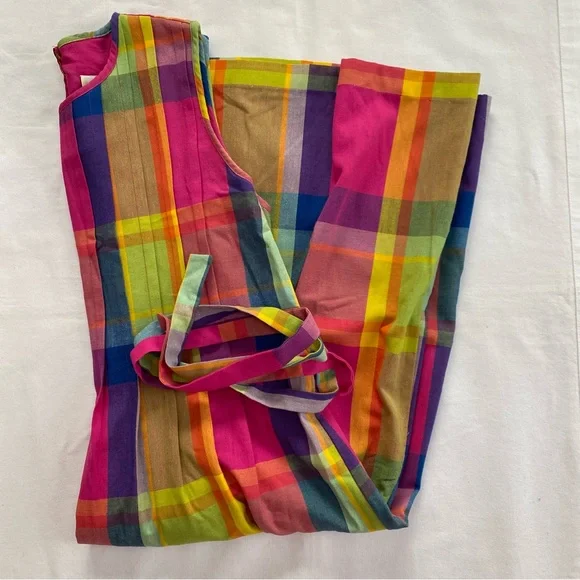 Vintage J.B.S Linen Blend Colorful Midi Dress 14, fits like 10 Pink - Picture 11 of 11